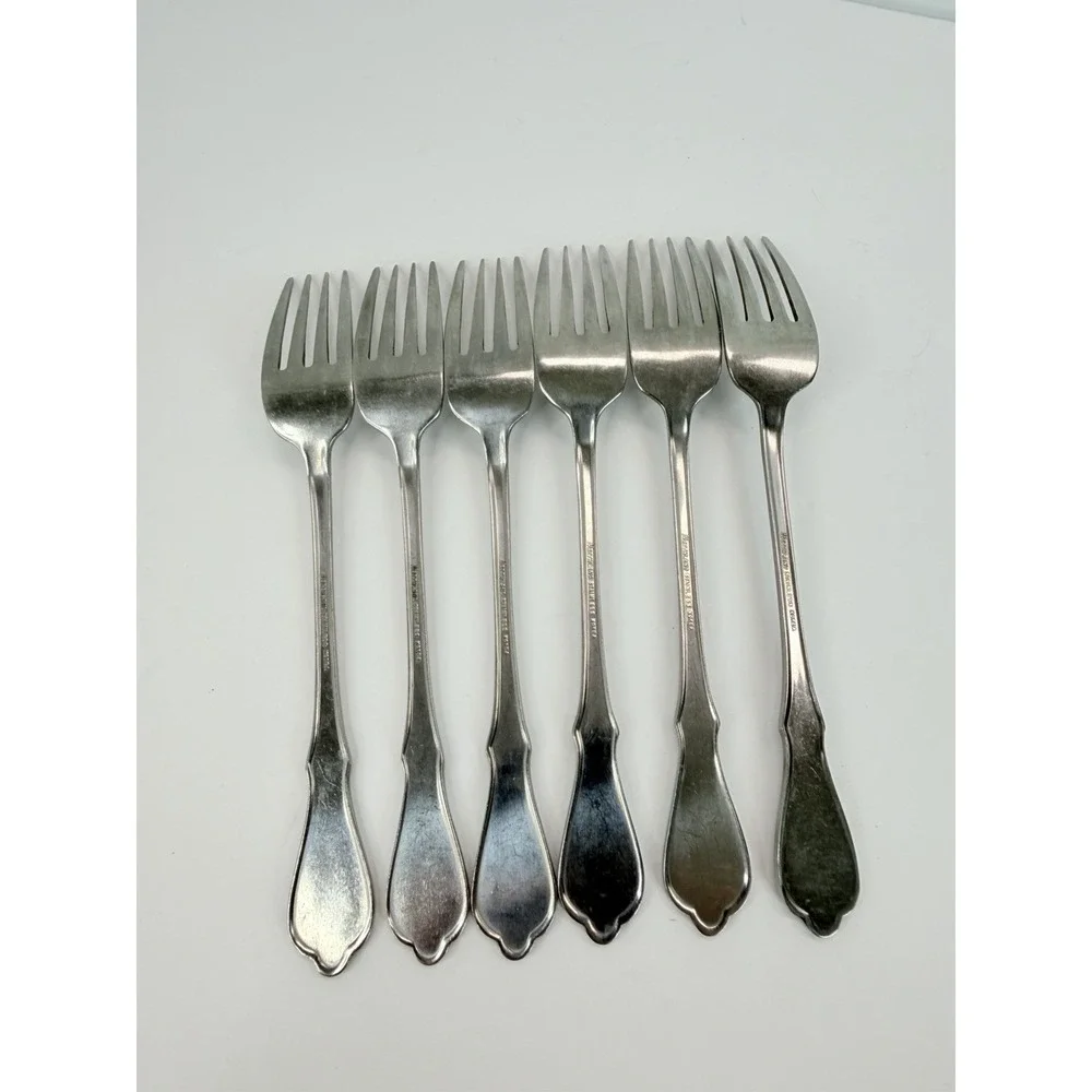 Evening Star Dinner Fork Lot of 6 Northland Oneida Stainless Flatware Korea